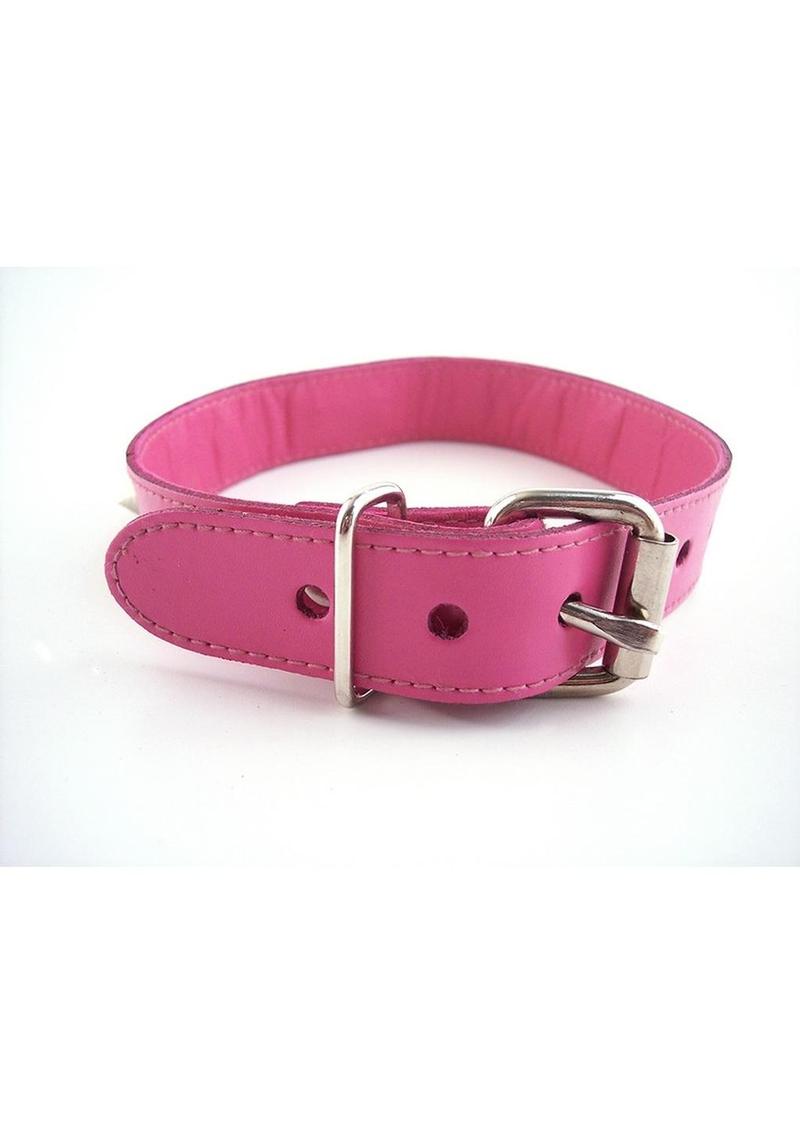 Rouge O Ring Studded Leather Collar Pink