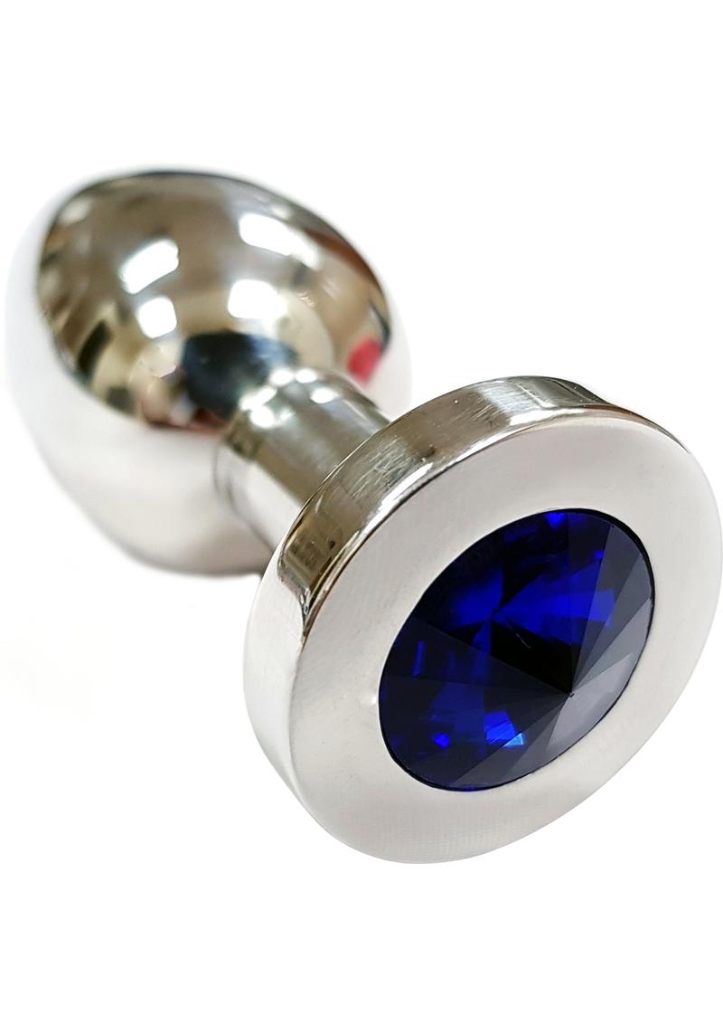 Rouge Jewelled Anal Butt Plug Medium Stainless Steel Royal Blue Jewel