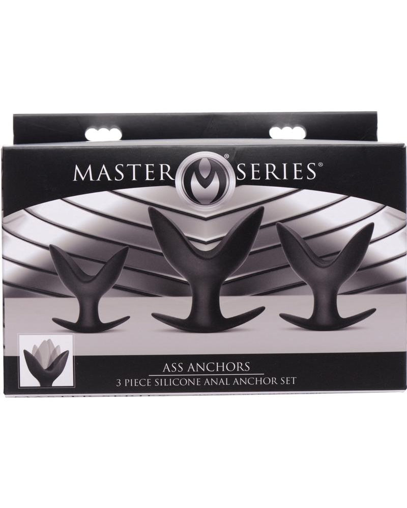 Master Series Ass Anchors Silicone Anal Anchor 3 Piece Set Black