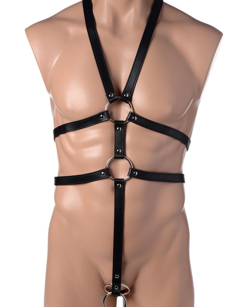 Strict Male Full Body Harness Adjustable Straps Black