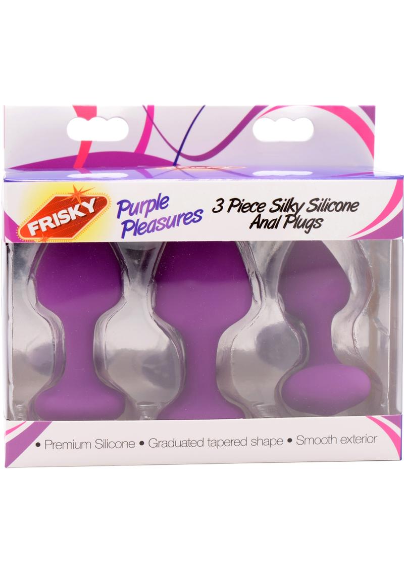 Frisky Purple Pleasures Silky Silicone Anal Plugs 3 Sizes Per Set