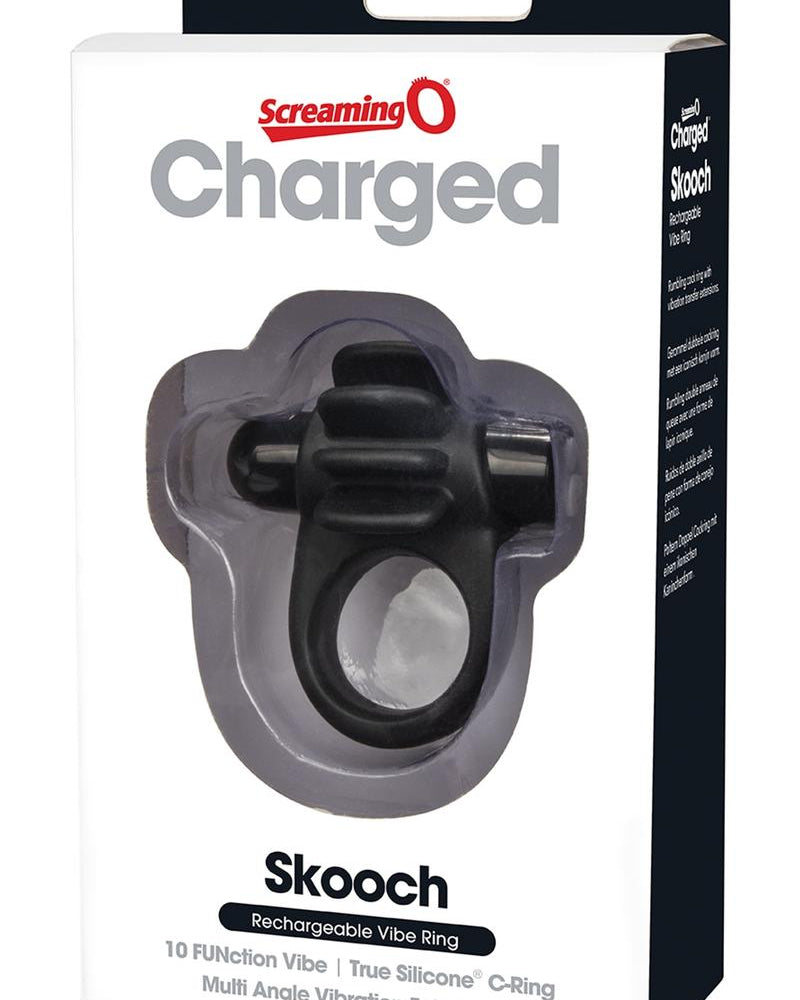 Charged Skooch Rechargeable Vibe Silicone Cock Ring Waterproof Black