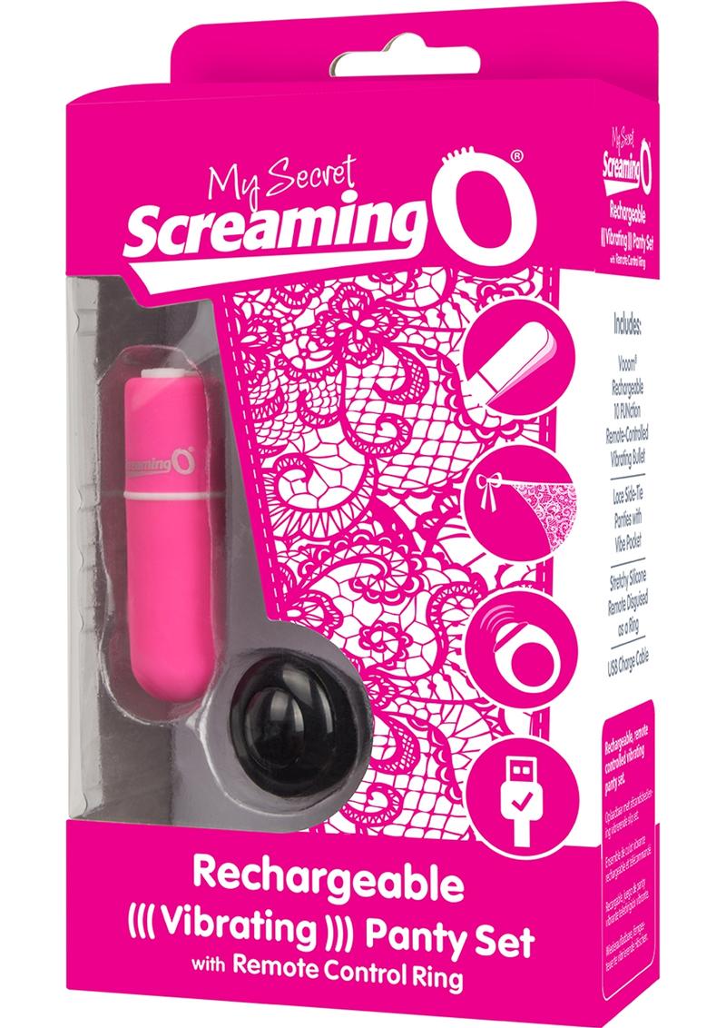 My Secret USB Rechargeable Vibrating Panty Set With Silicone Remote Control Ring Waterproof Pink