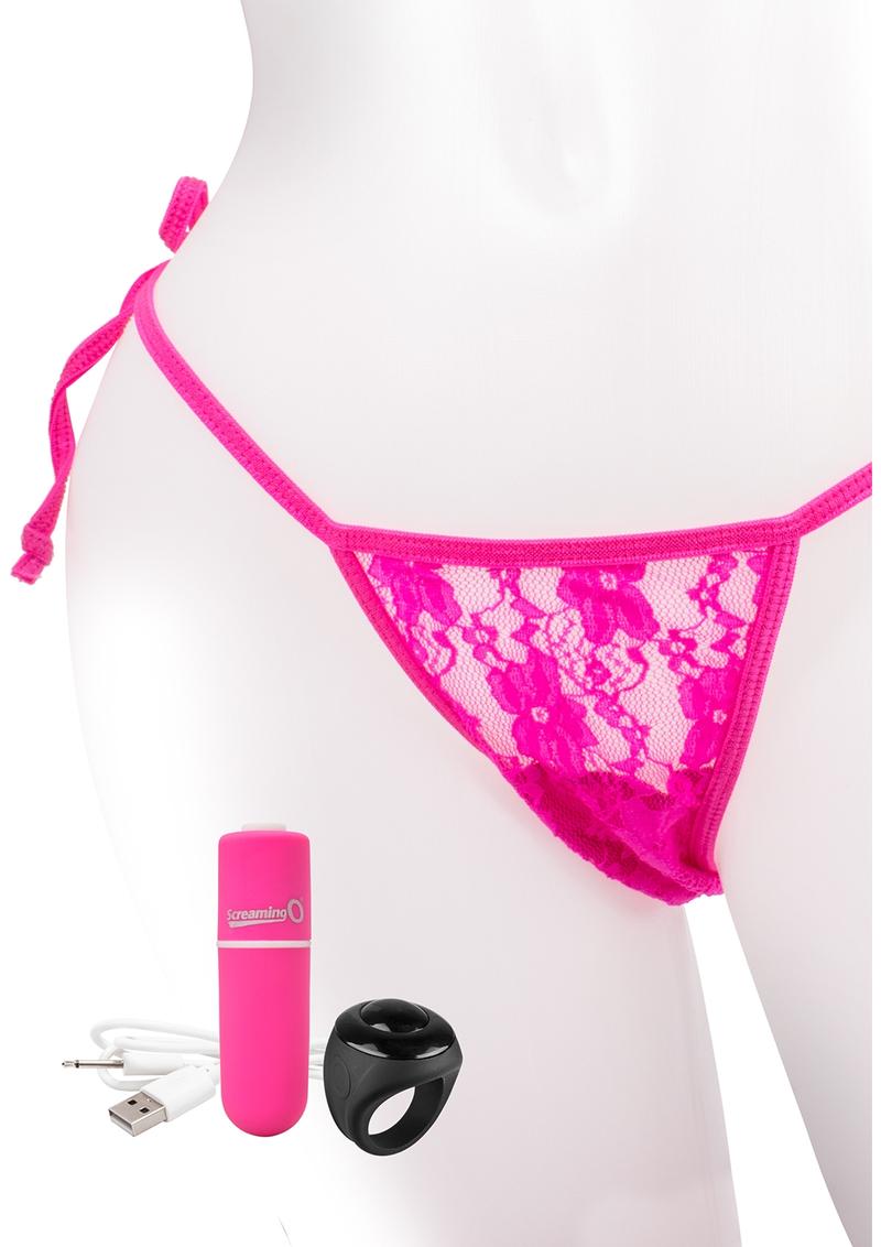 My Secret USB Rechargeable Vibrating Panty Set With Silicone Remote Control Ring Waterproof Pink