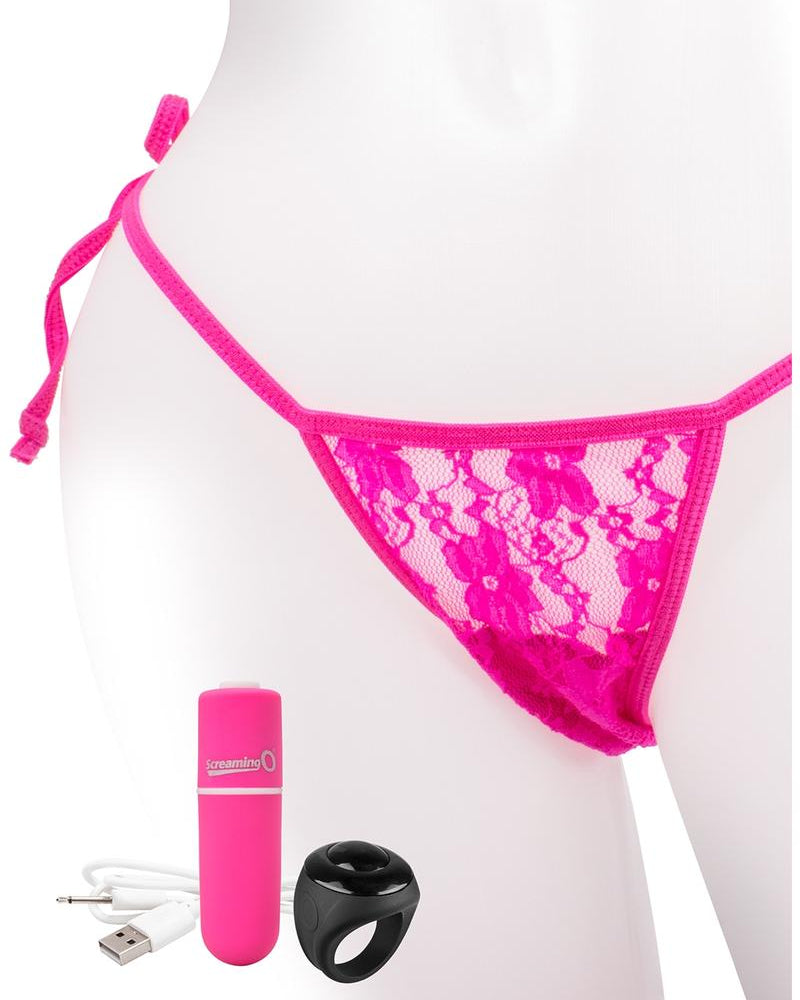My Secret USB Rechargeable Vibrating Panty Set With Silicone Remote Control Ring Waterproof Pink