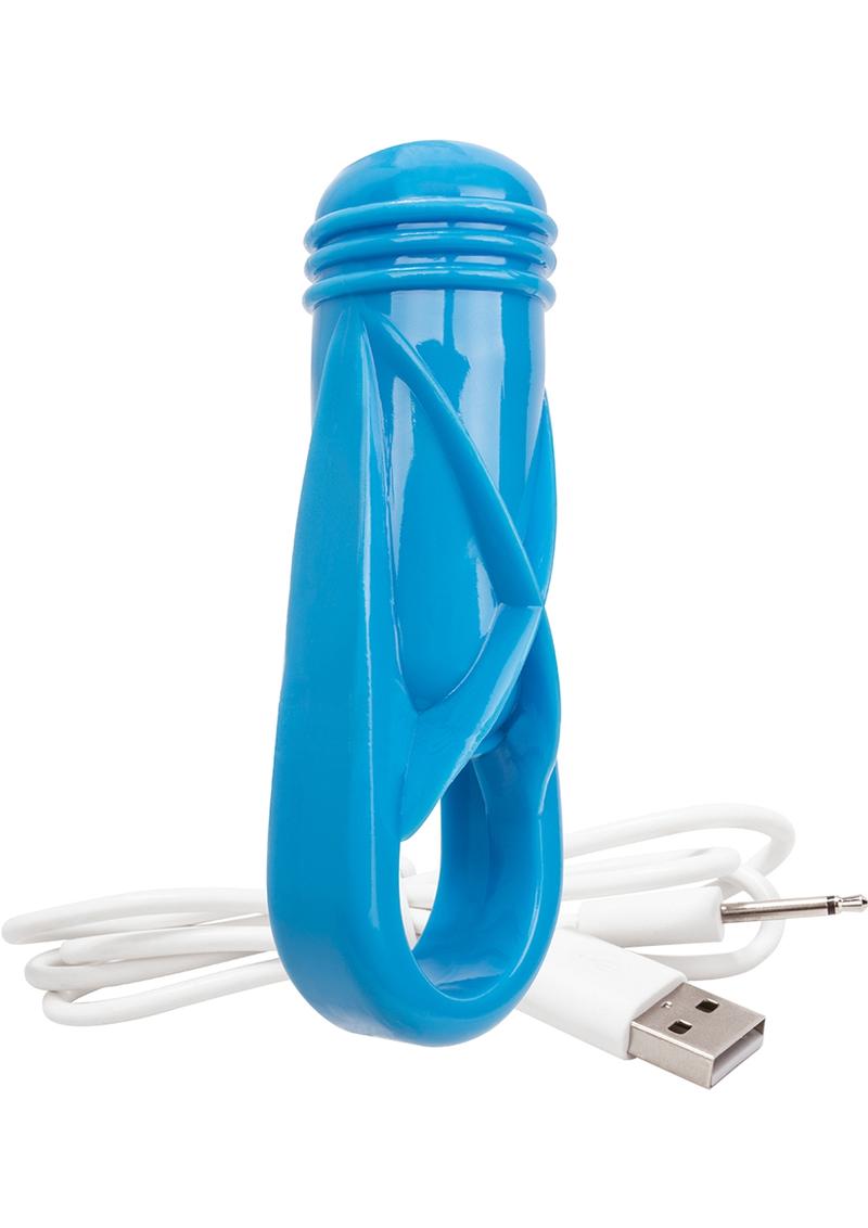Anillo para el pene recargable por USB Charged OYeah Plus, resistente al agua, color azul