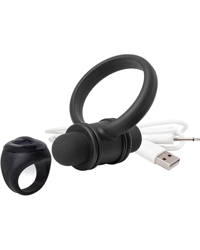 My Secret USB Rechargeable Vibrating Silicone Cock Ring Set For Him Waterproof Black