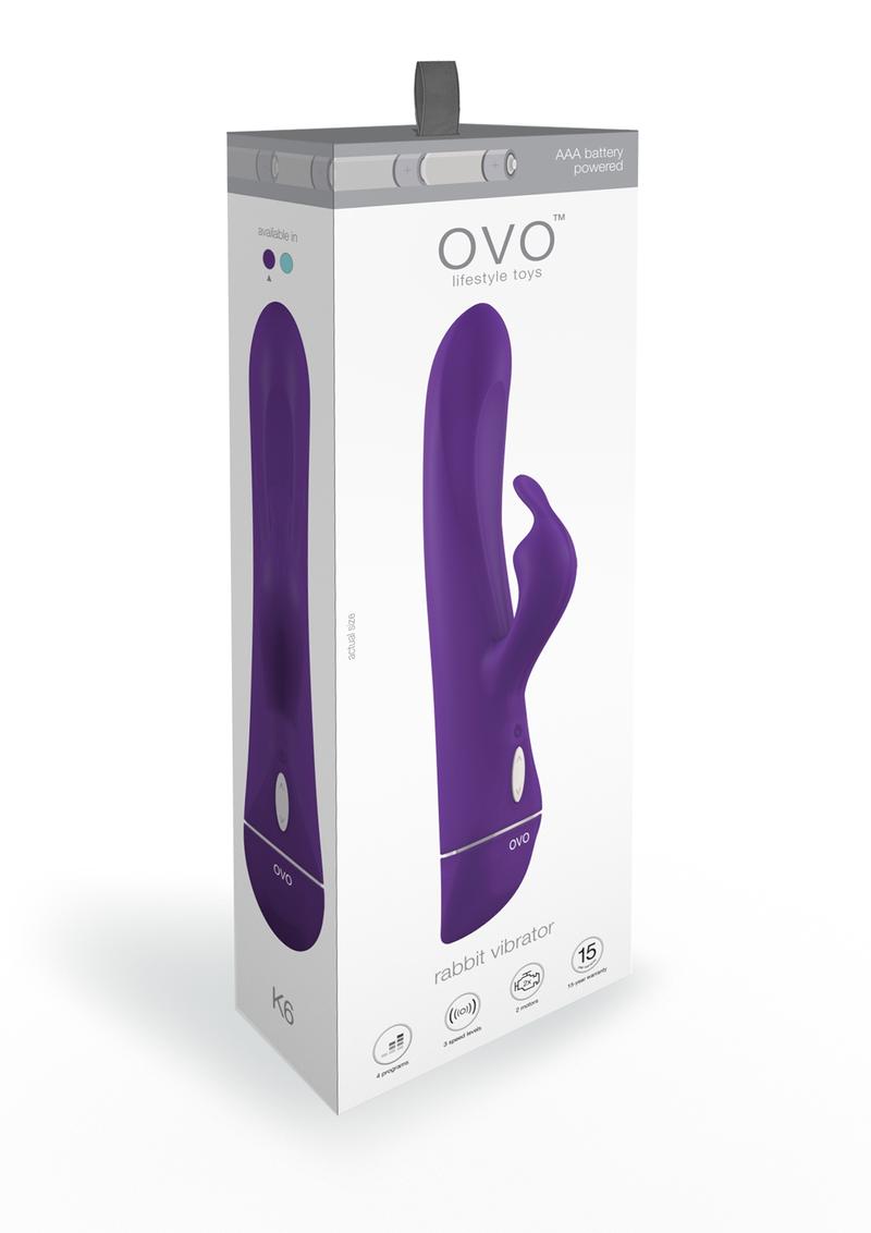 Ovo K6 Flickering Silicone Rabbit Vibrator Waterproof Purple