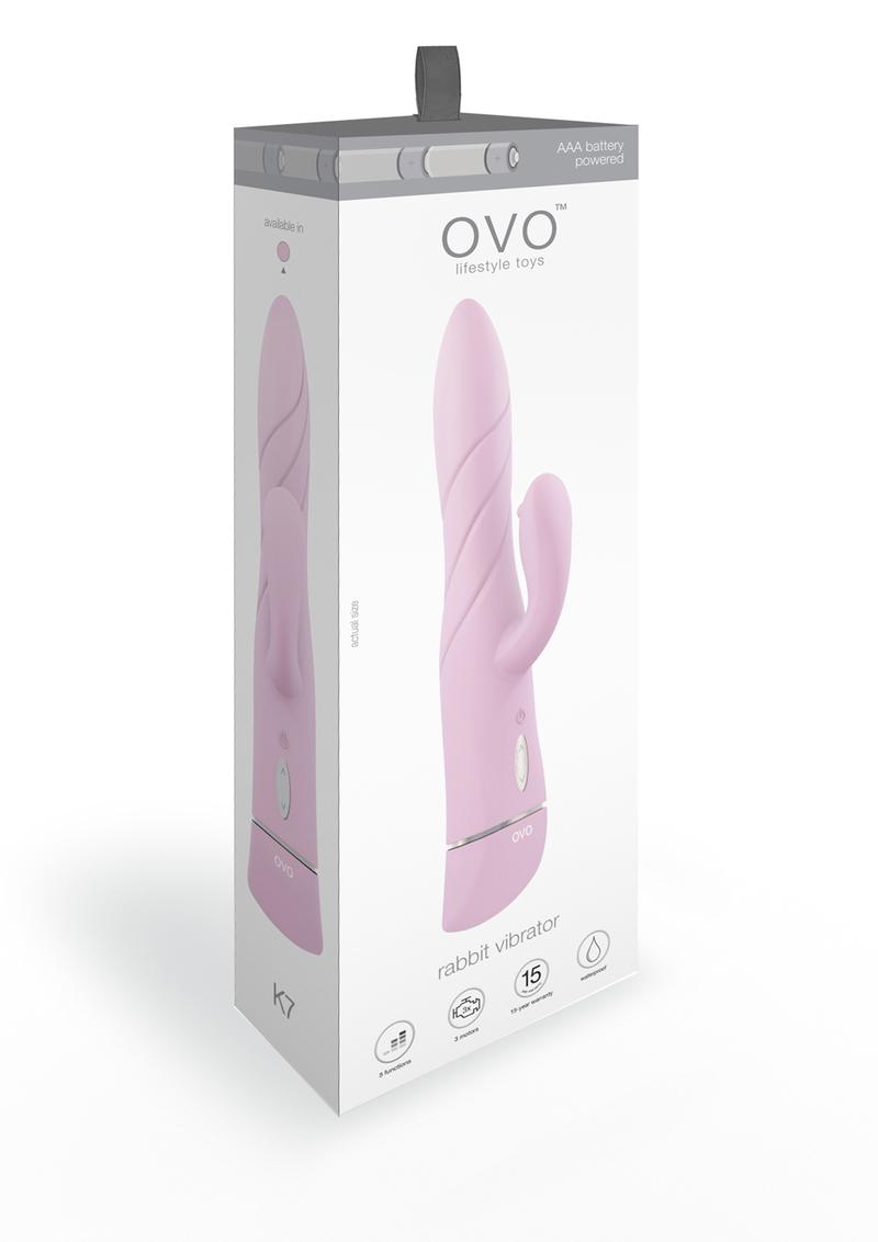 Vibrador de silicona con triple motor Ovo K7 Twisty Rabbit, resistente al agua, color rosa