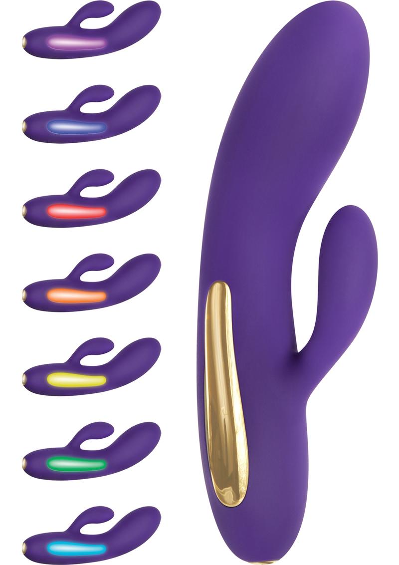 Aurora Silicone USB Rechargeable G-Spot Vibe Waterproof Purple Multi-Color LED Lights 5.7 Inch