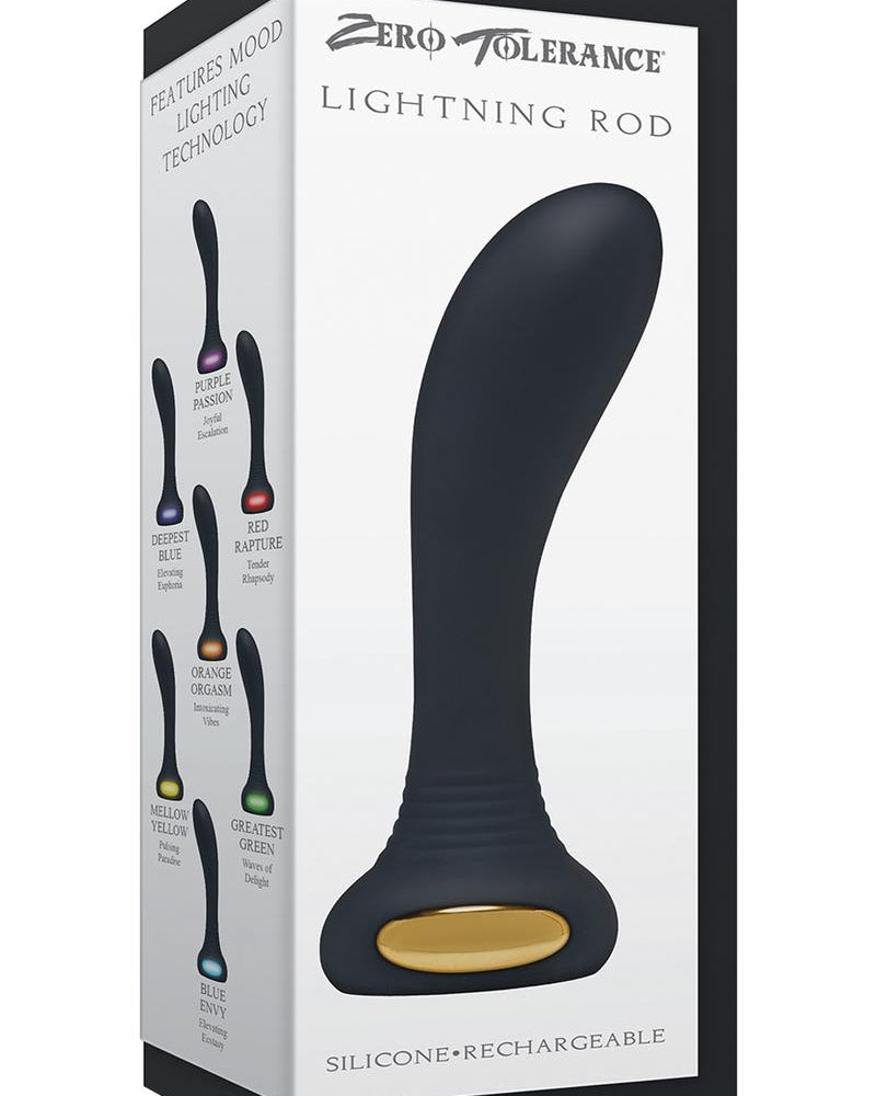 Zero Tolerance Lightning Rod Silicone Rechargeable Prostate Massager Waterproof Multi-Colored LED Light 5.3 Inch