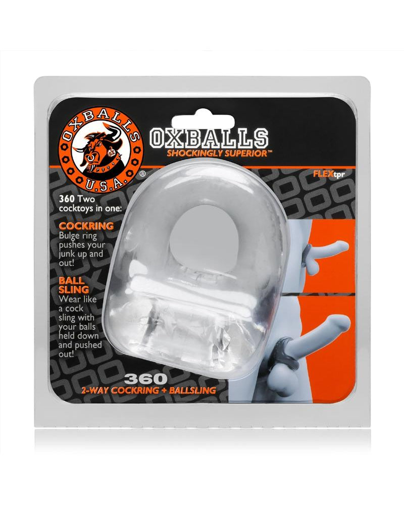 Anillo para el pene y eslinga para testículos de 2 vías, transparente