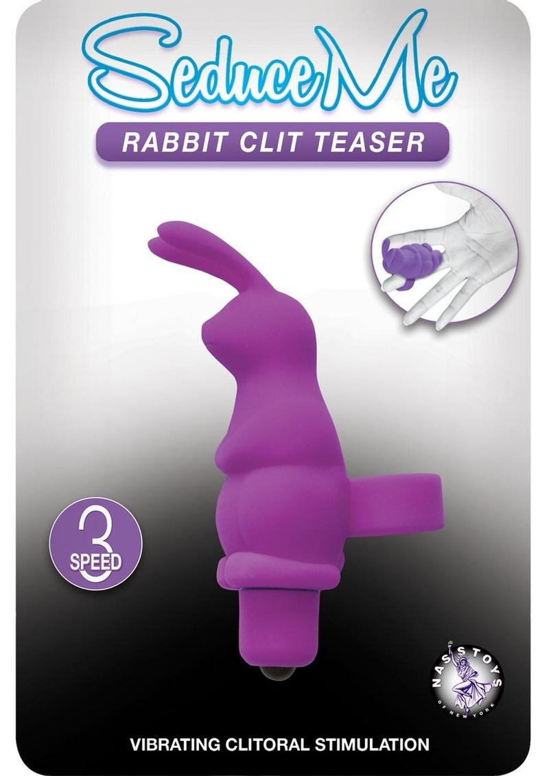 Seduce Me Rabbit - Masajeador de dedos de silicona para placer del clítoris, resistente al agua, morado, 3,5 pulgadas
