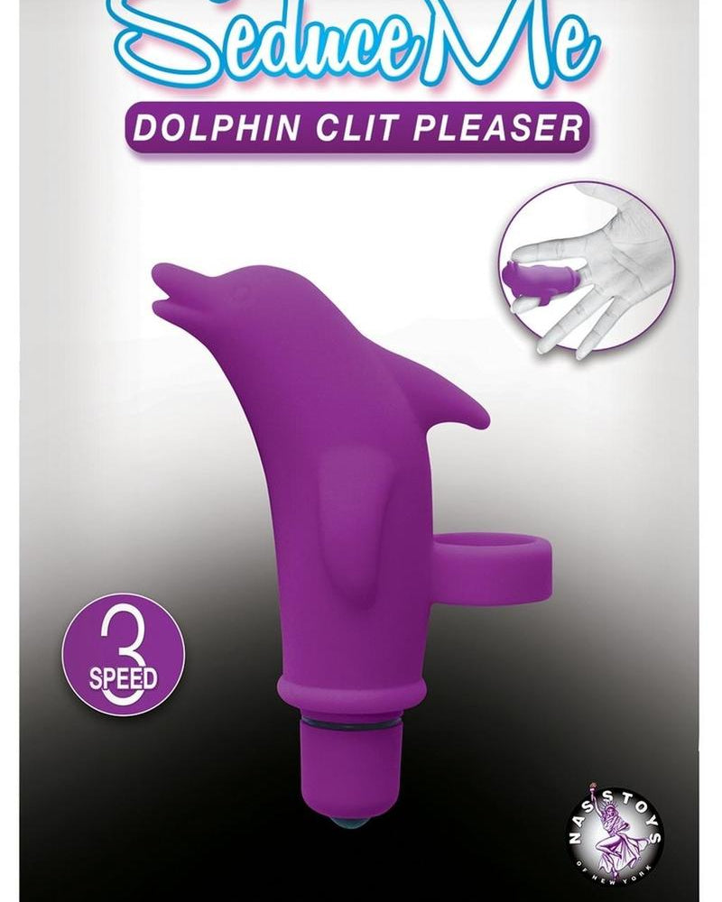 Seduce Me Dolphin Clit Pleasure Silicone Finger Massager Waterproof Purple 3.5 Inch