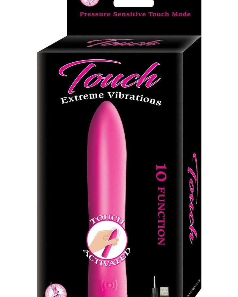 Vibrador de silicona Touch Extreme Vibrations, activado por tacto, resistente al agua, color rosa, 5 pulgadas
