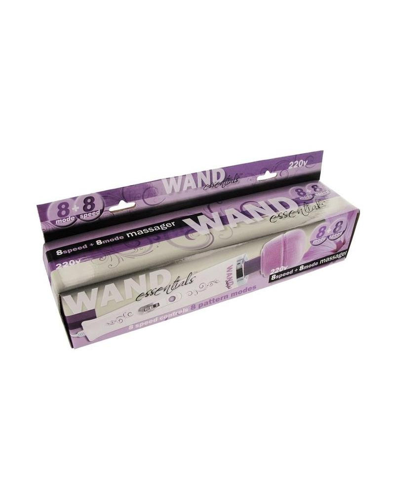 Masajeador de varita con enchufe, 8 velocidades y 8 modos, de Wand Essentials Flexi-Neck, morado y blanco, 12,5 pulgadas