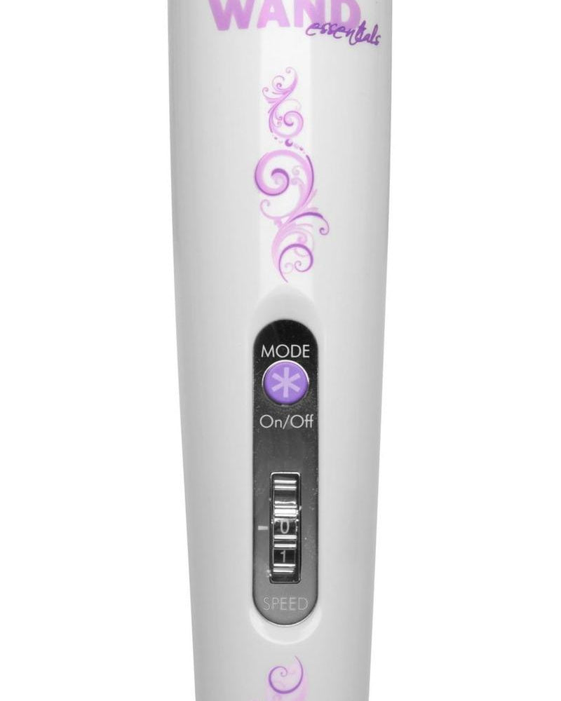 Masajeador de varita con enchufe, 8 velocidades y 8 modos, de Wand Essentials Flexi-Neck, morado y blanco, 12,5 pulgadas