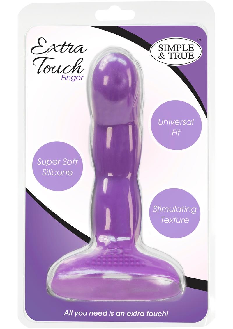 Masajeador de dedos de silicona Extra Touch, sencillo y auténtico, morado, 4,9 pulgadas