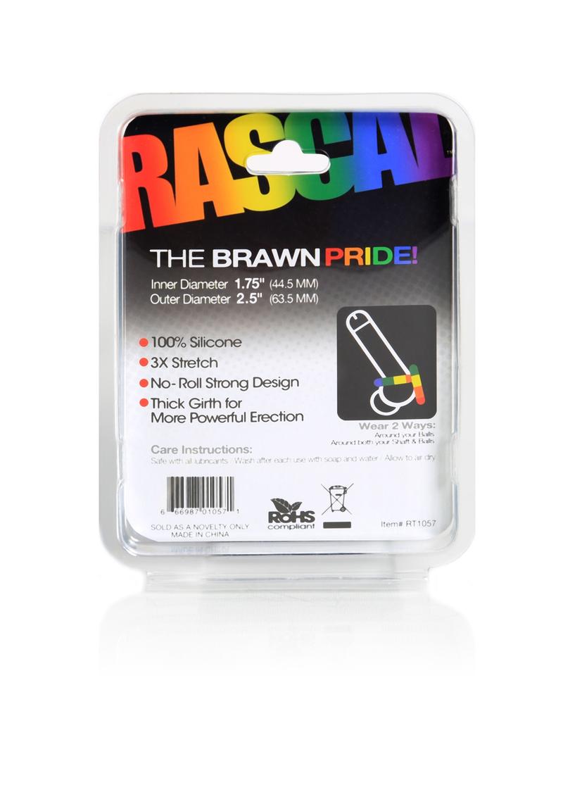 Rascal The Brawn Pride Silicone Cockring Multi-Color 2.5 Inch Diameter