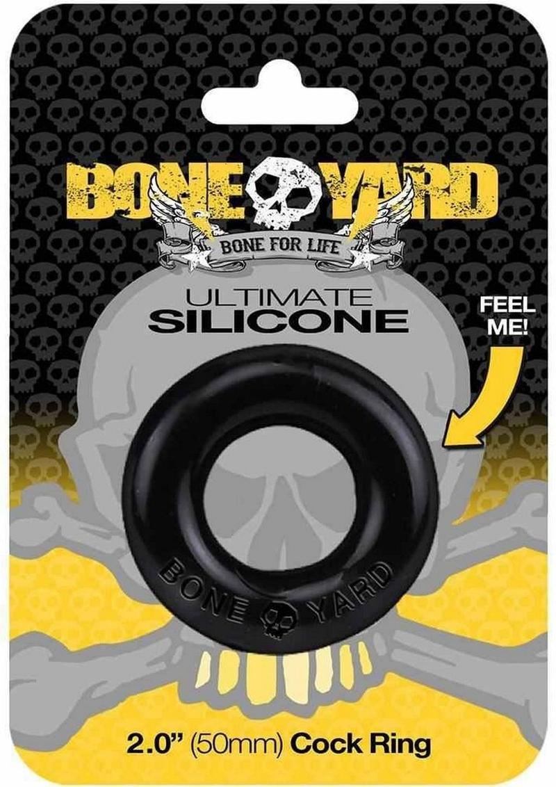 Bone Yard Ultimate Silicone Cockring Black 2 Inch Diameter