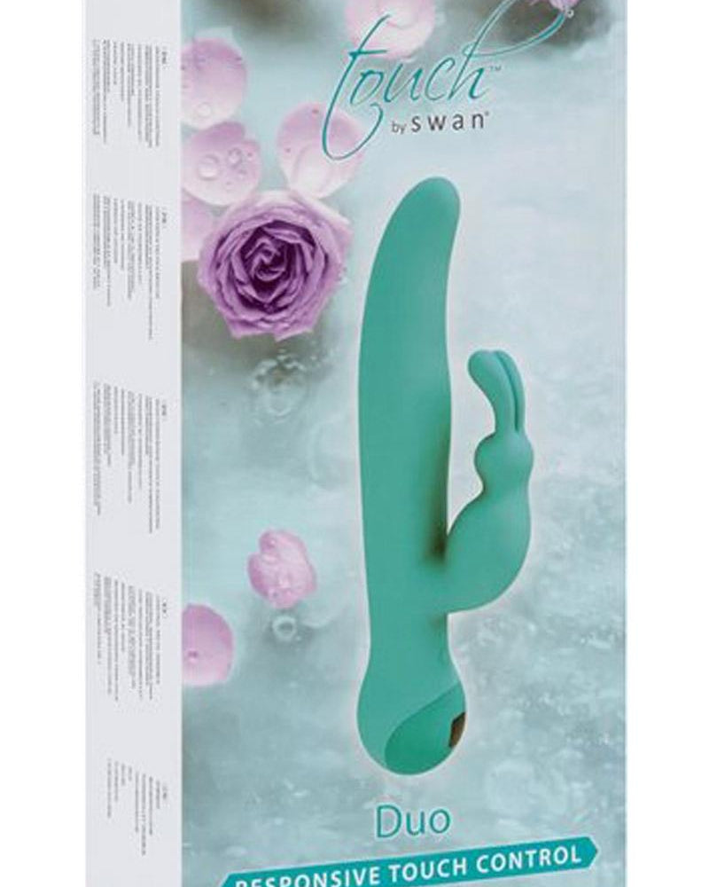Vibrador de silicona Touch By Swan Duo resistente a la ducha, color verde azulado
