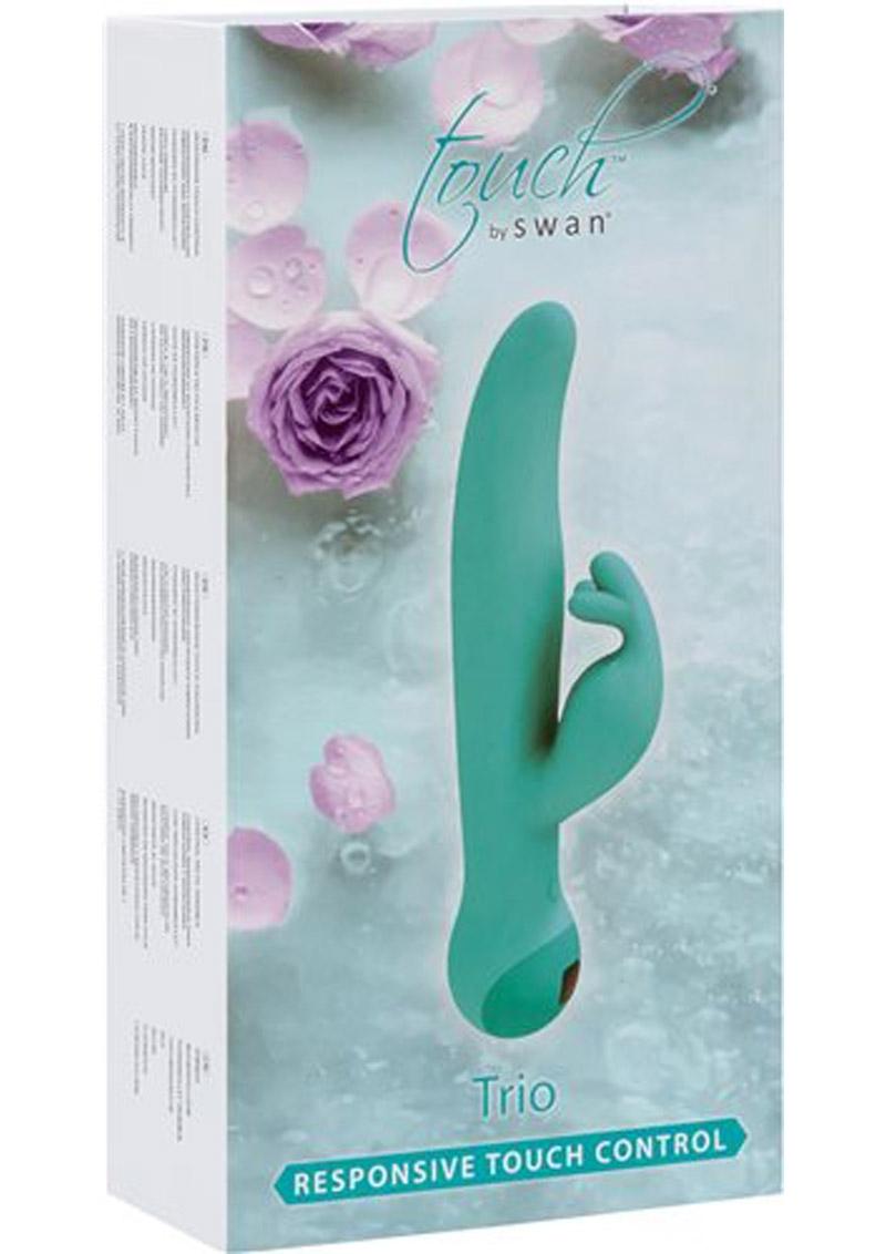 Vibrador de silicona Touch By Swan Trio resistente a la ducha, color verde azulado