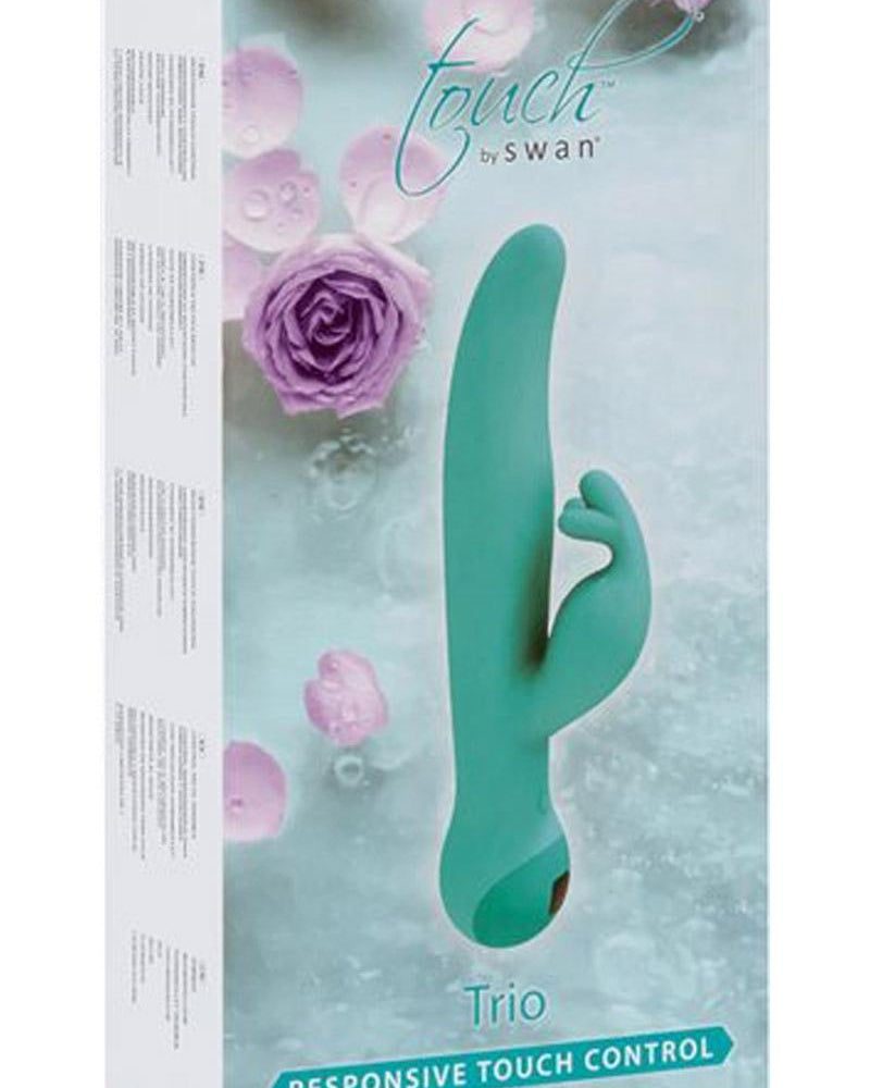 Vibrador de silicona Touch By Swan Trio resistente a la ducha, color verde azulado