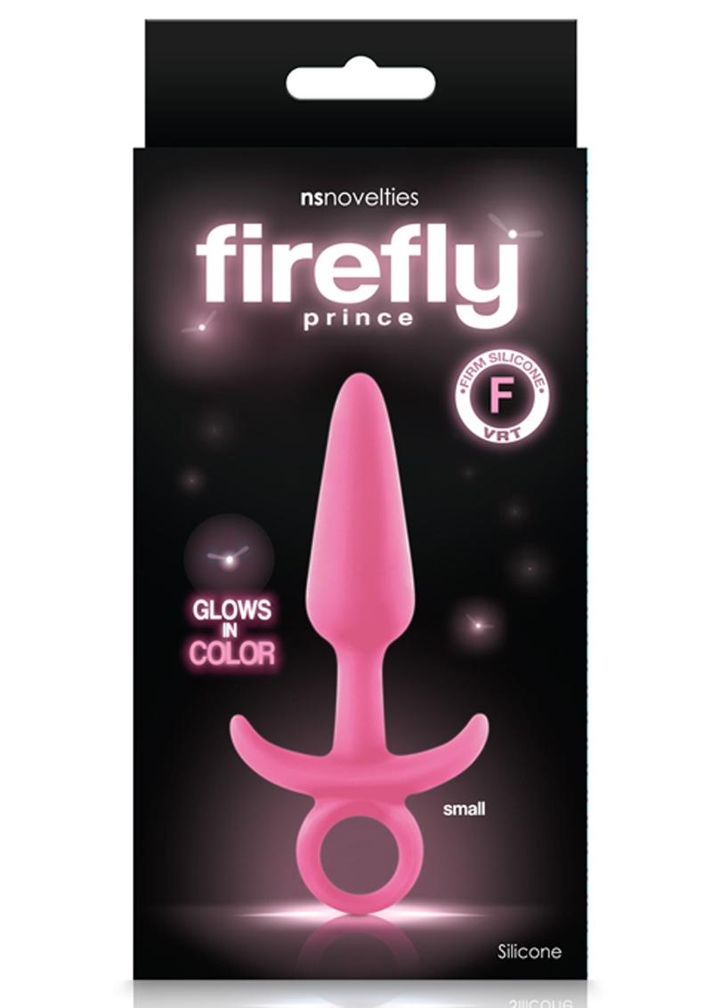 Tapón anal pequeño de silicona firme que brilla en la oscuridad Firefly Prince de 4,3 pulgadas de color rosa