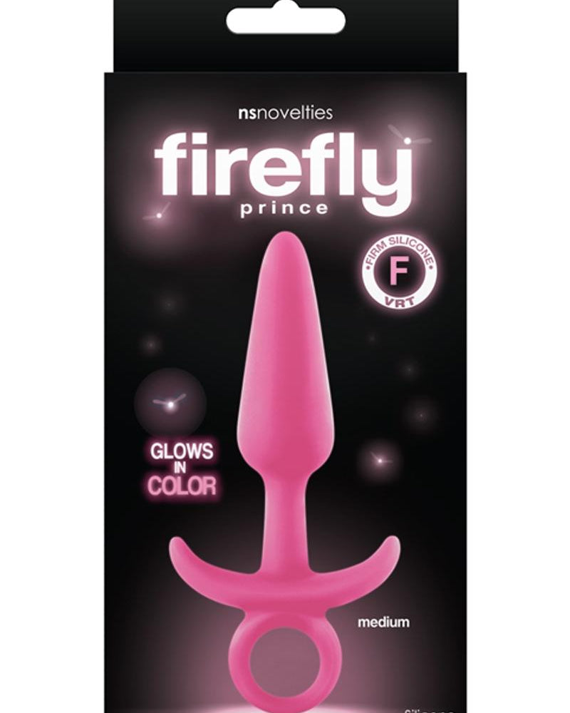 Firefly Prince Glow In The Dark Firm Silicone Medium Anal Plug Pink 5 Inch