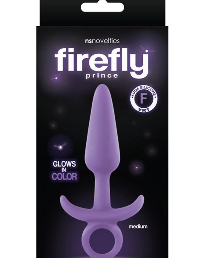 Firefly Prince Glow In The Dark Firm Silicone Medium Anal Plug Purple 5 Inch