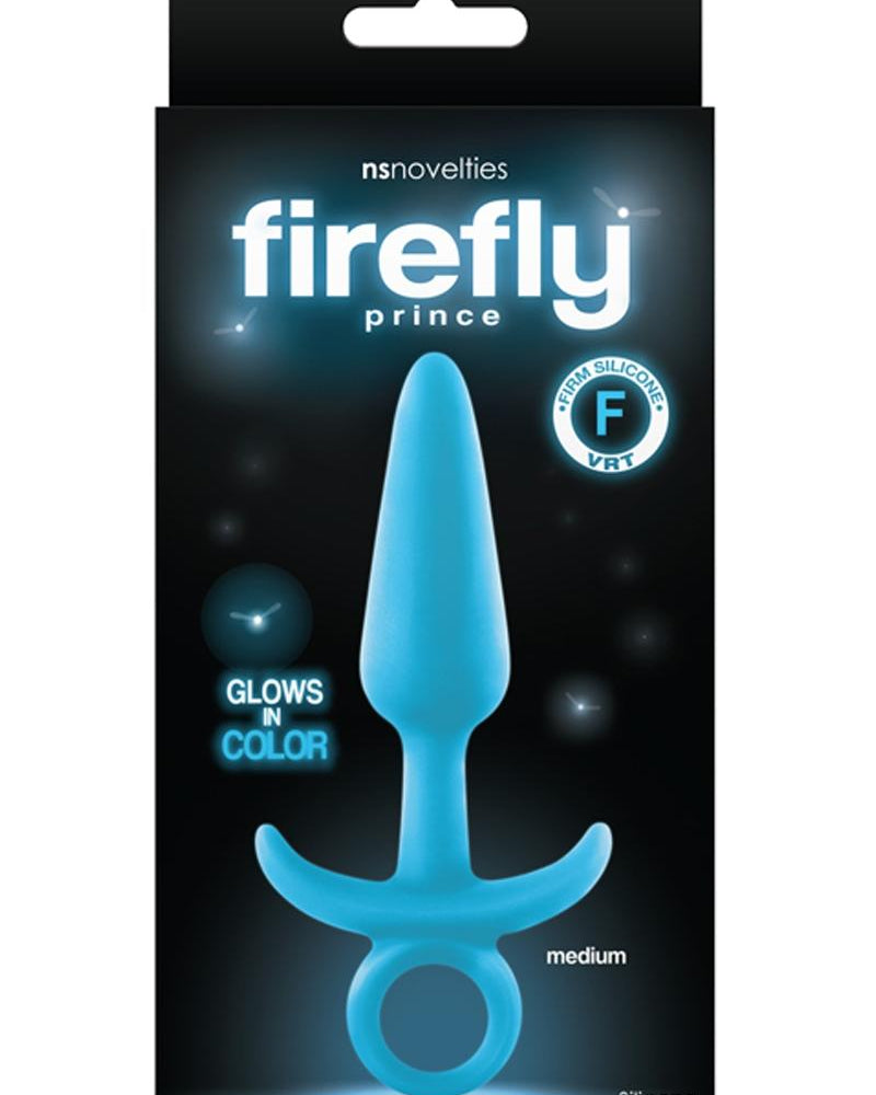 Firefly Prince Glow In The Dark Firm Silicone Medium Anal Plug Blue 5 Inch