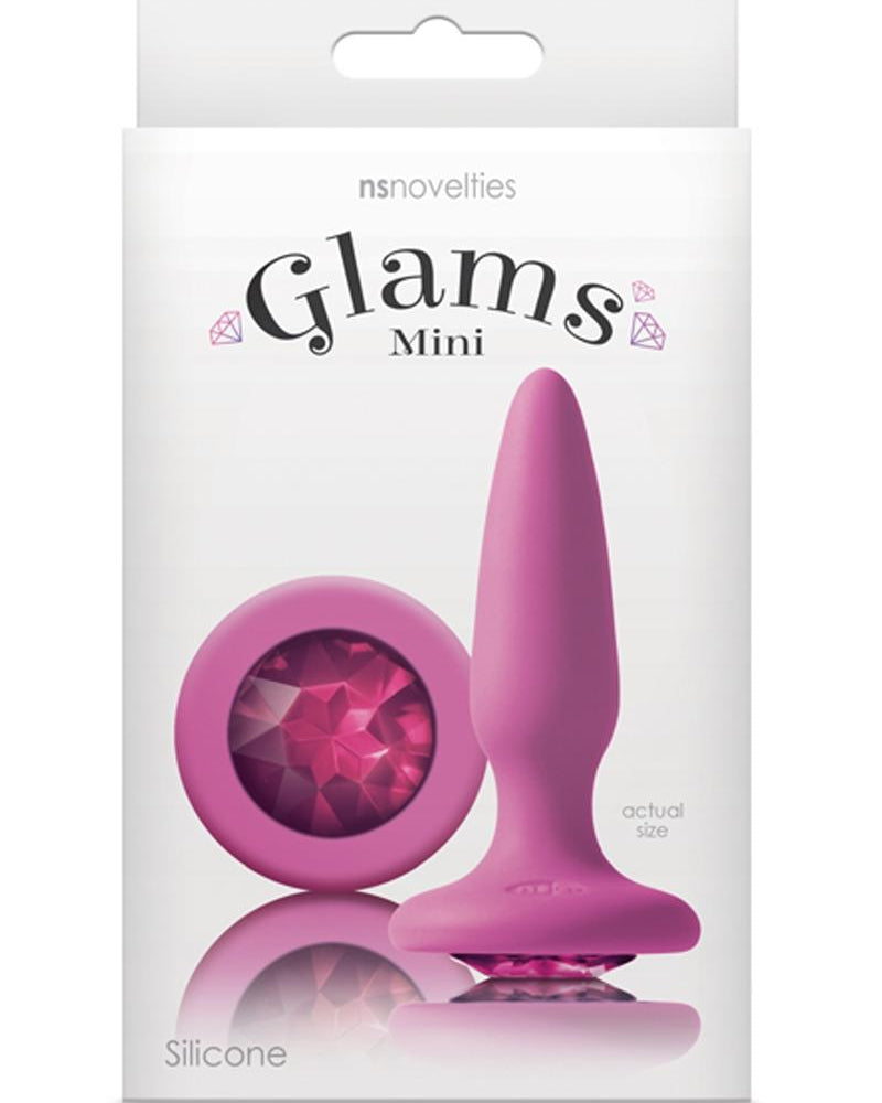 Mini tapón anal de silicona Glams con gema rosa de 3,3 pulgadas