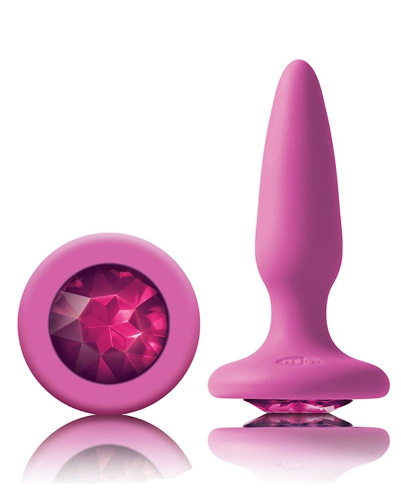 Mini tapón anal de silicona Glams con gema rosa de 3,3 pulgadas