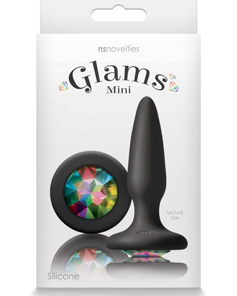 Glams Mini Silicone Black Anal Plug Rainbow Gem 3.3 Inch