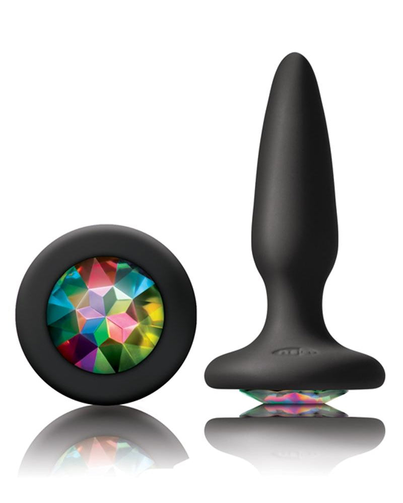 Glams Mini Silicone Black Anal Plug Rainbow Gem 3.3 Inch
