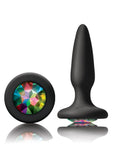 Mini tapón anal de silicona negro Glams Rainbow Gem de 3,3 pulgadas