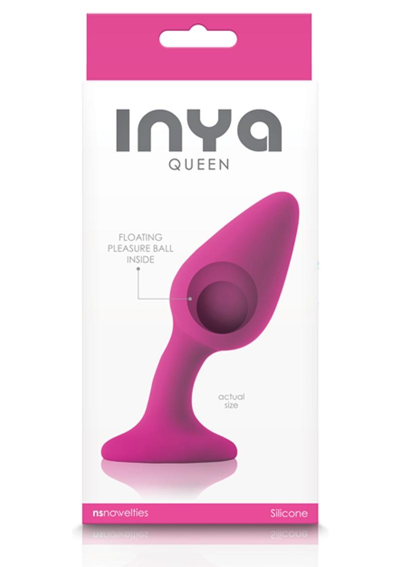 Tapón anal de silicona Inya Queen con bola de placer flotante, color rosa, 4,7 pulgadas