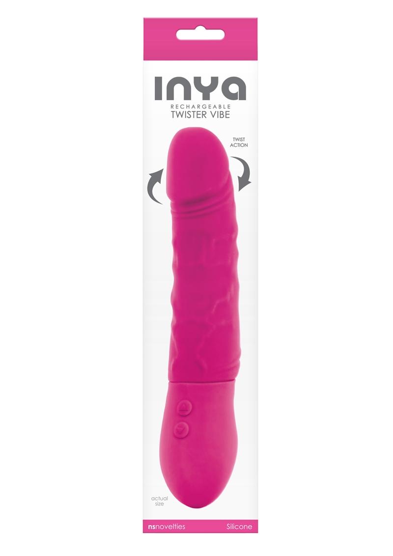 Inya - Vibrador Twister recargable de silicona resistente a la ducha, color rosa, 9 pulgadas