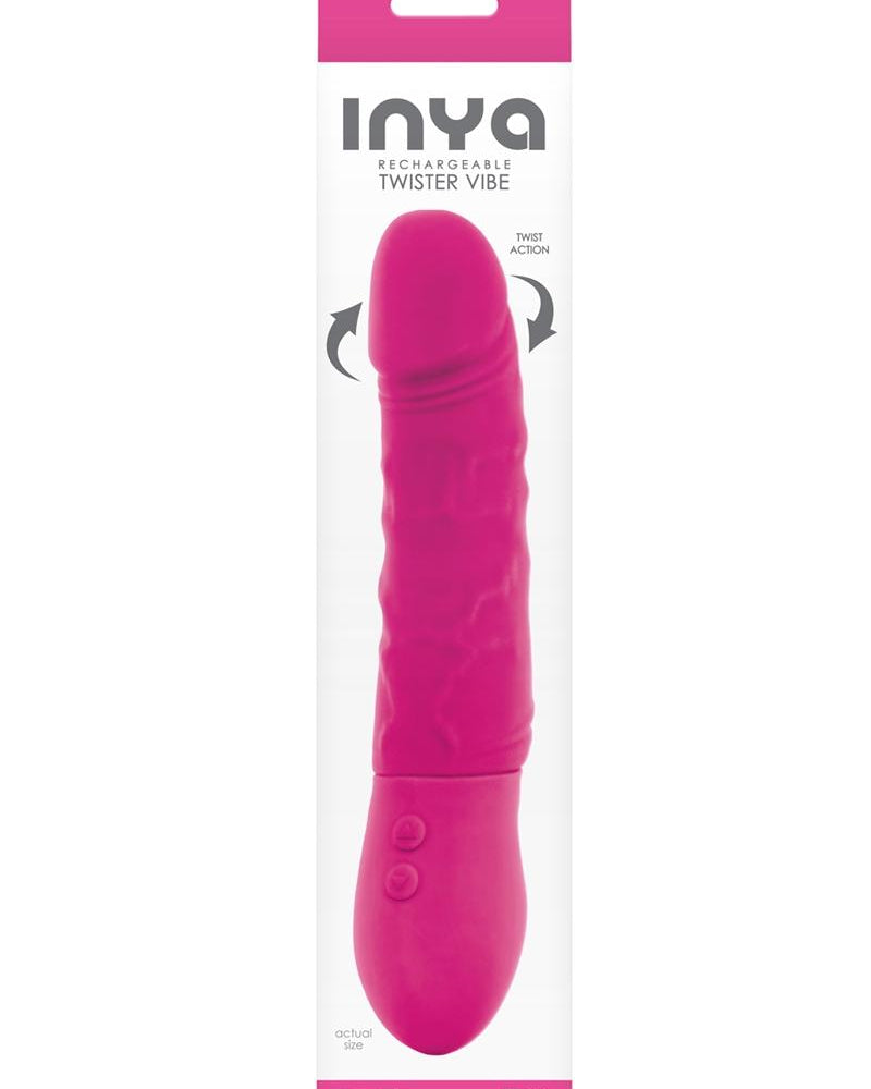 Inya - Vibrador Twister recargable de silicona resistente a la ducha, color rosa, 9 pulgadas