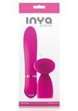 Vibrador de silicona Inya Blossom con funda estimuladora de clítoris, resistente a la ducha, color rosa, 6,7 pulgadas