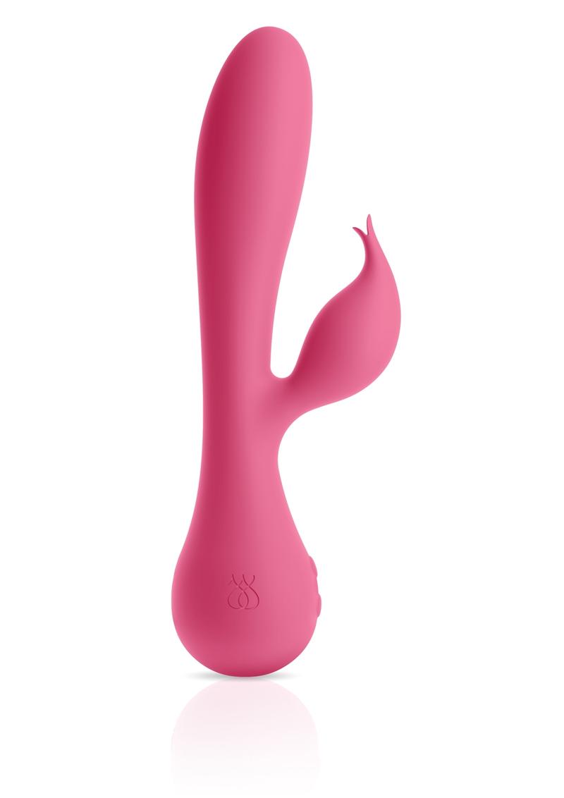 Vibrador con calefacción Jimmy Jane Glo Rabbit de silicona, resistente al agua, color rosa, 7,5 pulgadas