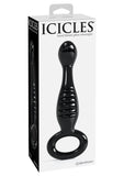 Icicles No 68 Glass Anal Plug Black 6.5 Inch