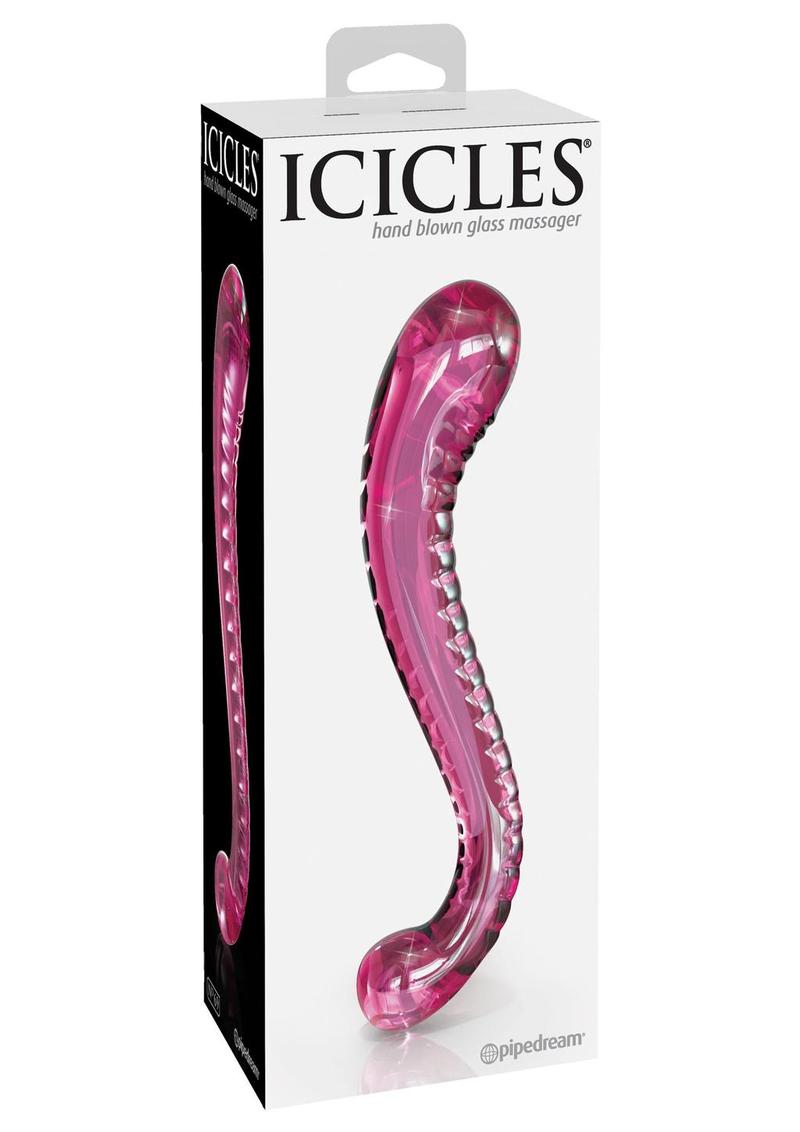 Sonda de vidrio texturizado Icicles No 69 de 6,5 pulgadas de color rosa