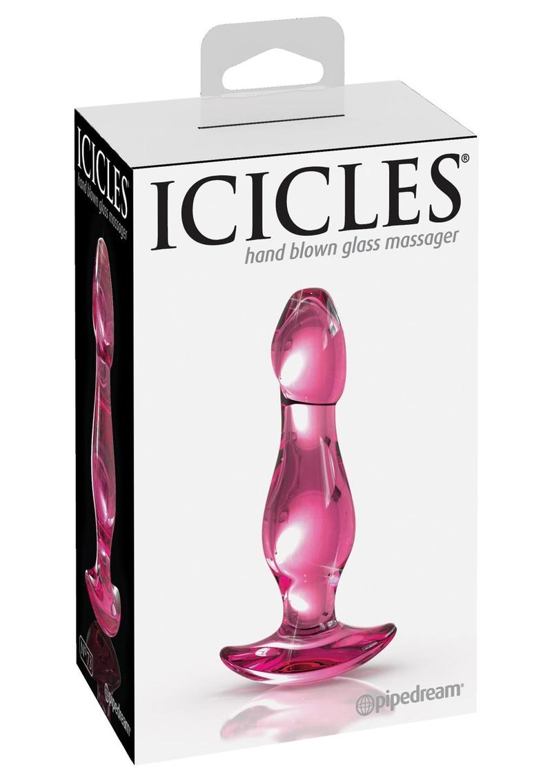 Icicles No 73 Glass Anal Plug Pink 3.6 Inch