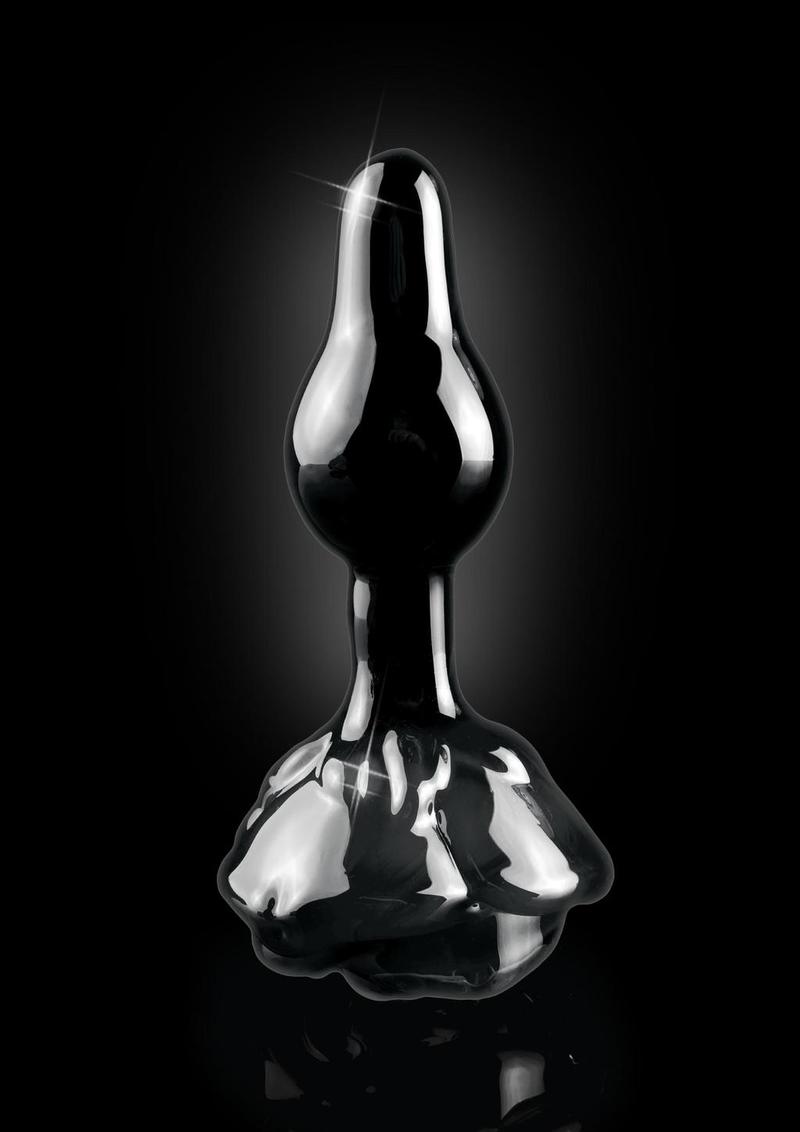 Icicles No 77 Glass Anal Plug Black 2.4 Inch