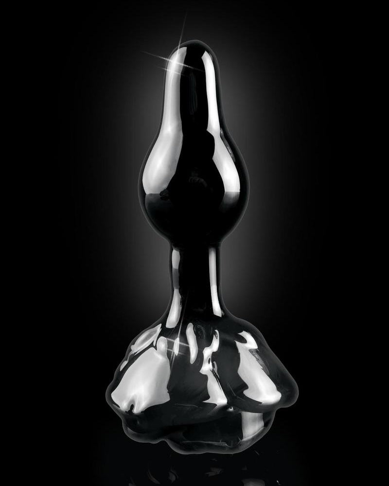 Icicles No 77 Glass Anal Plug Black 2.4 Inch