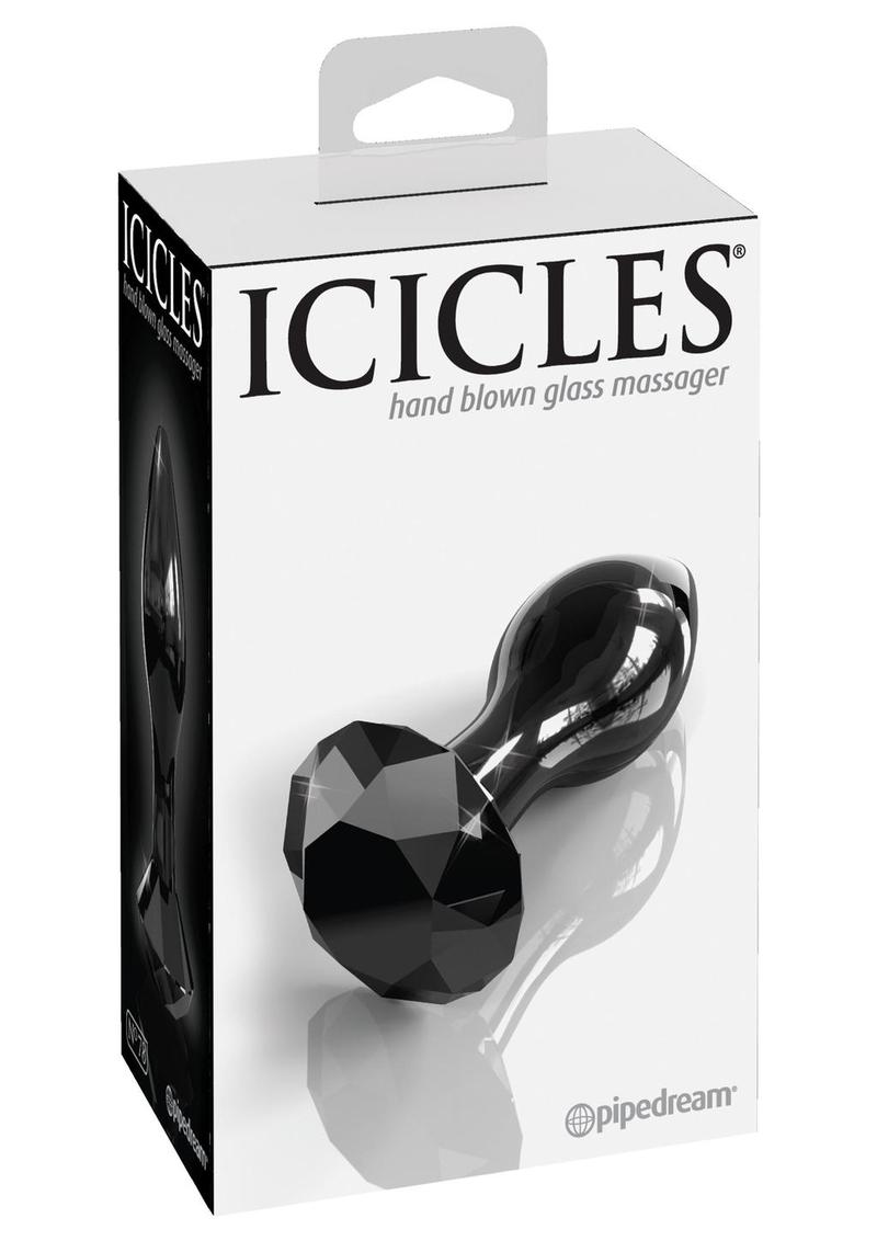 Icicles No 78 Glass Anal Plug Black 2.9 Inch