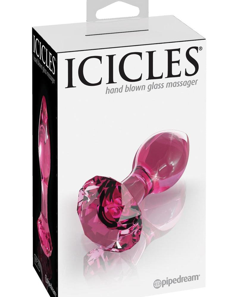 Icicles No 79 Glass Anal Plug Pink 2.9 Inch