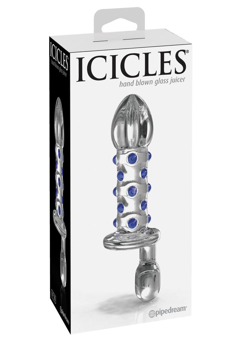 Icicles No 80 Textured Glass Juicer Probe Clear And Blue 3.9 Inch