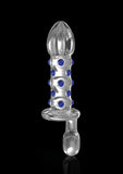 Sonda para exprimidor de vidrio texturizado Icicles No 80 transparente y azul de 3,9 pulgadas